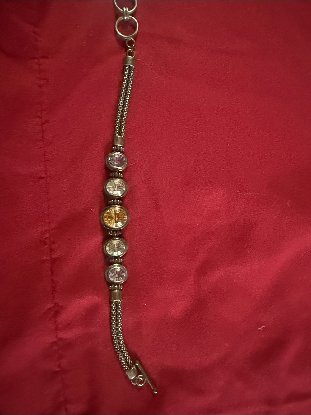 Multi-Stone Gold and Clear Crystal Bracelet - Women's Jewelry